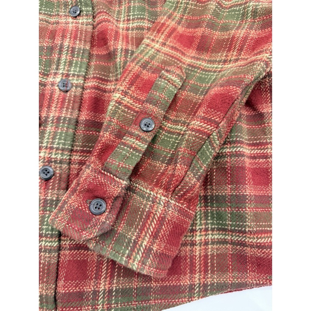 Orvis Large Flannel Button Down Red Green Plaid Workwear Shirt Cabin Classic - Picture 6 of 12